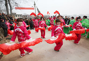 Chinese countryside people celebrating the festival
