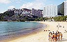 The Repulse Bay, Hong Kong, is famous for its long, broad beach, its clean water, fresh sand, calm tide and gentle waves, and its popularity with locals and visitors, especially in summer.