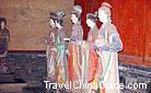 Various clay figures of maidservants for attending upon the Goddess Mother, Jinci Temple, Shanxi.