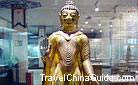 The gilded copper statue of Sakyamuni in a standing posture, Tibet Museum