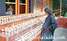 The bright yak butter lamps, Tibet