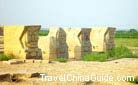 The human-shaped stone bases at West Xia Imperial Tombs in Yinchuan, Ningxia