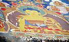 The vivid Buddha painting is brightly colored and will not fade for hundreds of years due to the use of some natural dyes from coral, gold and turquoise.
