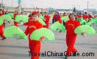 The Chinese Fan Dance at the Spring Festival
