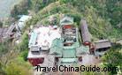 Bird's eye view of ancient building complex in the Wudang Mountain