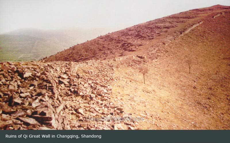 Ruins of Great Wall of the Qi State in Changqing County, Shandong Province