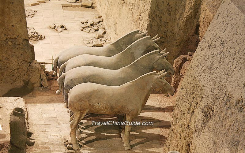 These are four horses used for drawing the chariot. They have exact and proper sizes.