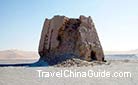 Some beacon towers like this one scattered in Dunhuang and each of them was guarded by soldiers in the past.