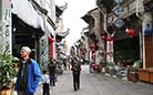 The flagstone-paved ancient street is lined with well-preserved antique shops.