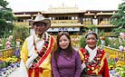 Our staff Lucy with local Tibetans at the Norbulingka Park, Lhasa - Staff training in 2006