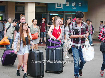 Passengers Arriving at Xian Railway Station