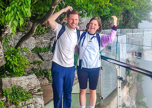 Our Guests on the Glass Walkway