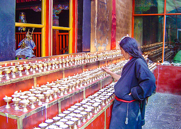 Butter Lamps in Tibetan Temple
