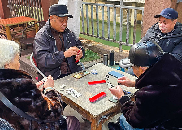 Local People Playing Cards