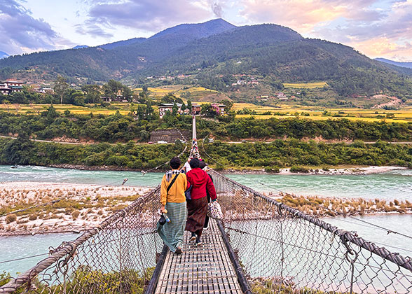 Punakha Suspension Bridge under Sunset