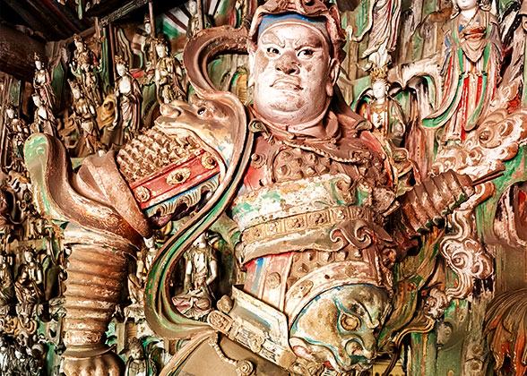 The Vivid Figure of Warrior Guard at Shuanglin Temple