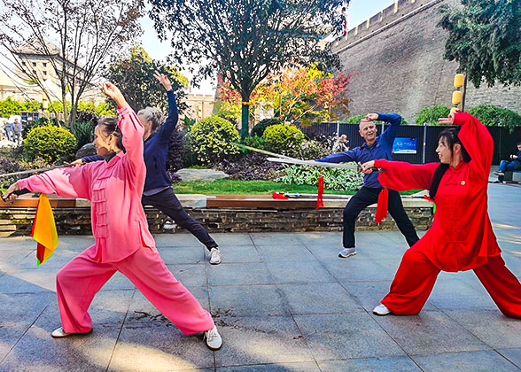 Practice Tai Chi at the City Wall Park