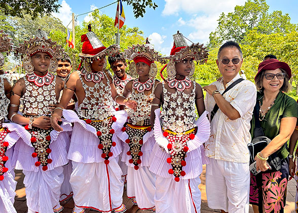 People Wearing Traditional Sri Lankan Clothing