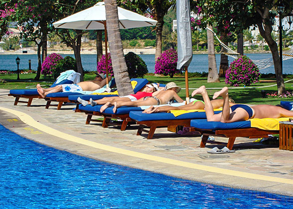 Sunbathing at the Sea View Hotel