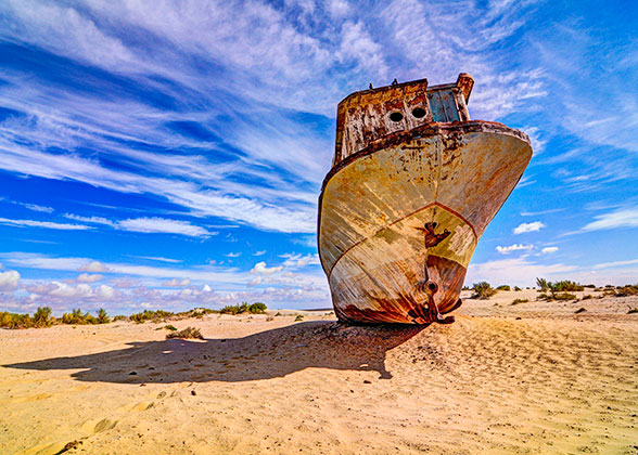 Muynak Harbor of Aral Sea, Uzbekistan