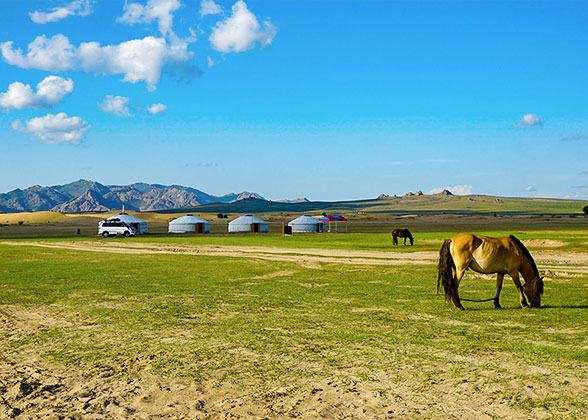 Yurts nearby the Song Kol Lake