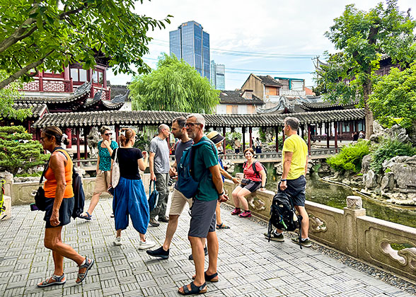 Visitors strolling in Shanghai's Yu Garden