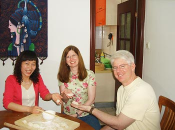 Our clients are learning to make dumplings in the family visit