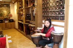 Beautiful Drummer in Fenghuang Ancient Town