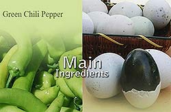 Pan-Seared Green Chili Pepper with Preserved Eggs