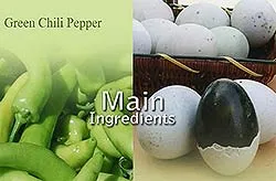 Pan-Seared Green Chili Pepper with Preserved Eggs