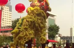 Playing Lion Dance at Wanda Plaza
