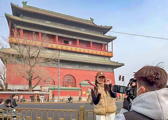 Visitors to Beijing Drum Tower