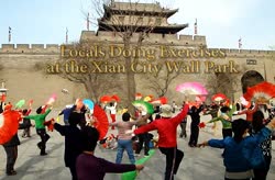Locals Doing Exercises at the Xian City Wall Park