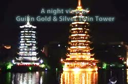 A Night View of Guilin Gold & Silver Twin Tower